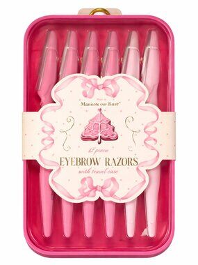 Maison De Base Dermaplane Eyebrow Razors 12pc Set Travel Case Facial Hair